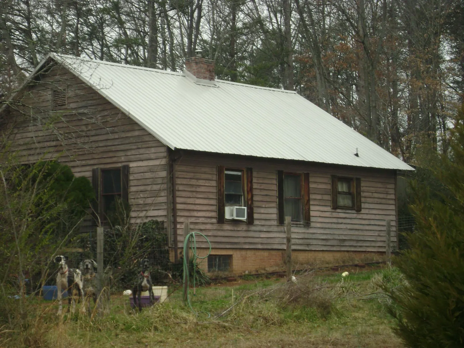 White metal roof on an old wood sided farmhouse, from a Asphalt Shingle Roof Repair job in Waynoka